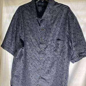 Synrgy 2XLT Blue Floral Designed Button Down Collared Shirt
